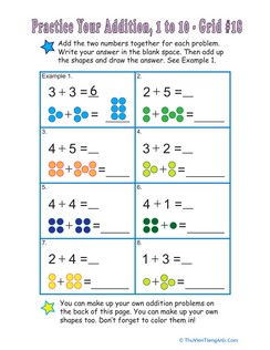 Count the Dots: Single-Digit Addition 18