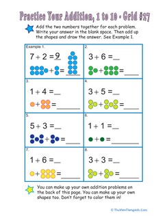 Count the Dots: Single-Digit Addition 27