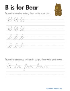 Cursive Handwriting: “B” is for Bear