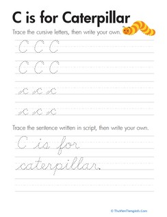 Cursive Handwriting: “C” is for Caterpillar