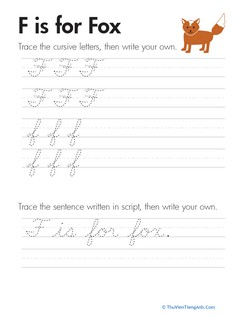Cursive Handwriting: “F” is for Fox