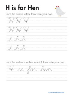 Cursive Handwriting: “H” is for Hen