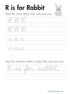 Cursive Handwriting: “R” is for Rabbit