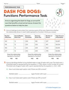 Dash for Dogs: Functions Performance Task