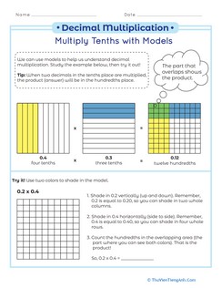 Decimal Multiplication: Multiply Tenths with Models
