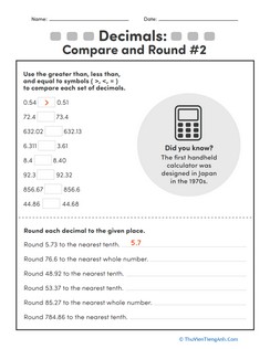 Decimals: Compare and Round #2