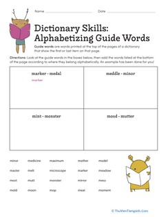Dictionary Skills: Alphabetizing Guide Words