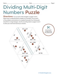 Dividing Multi-Digit Numbers Puzzle