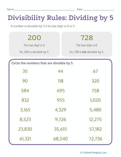 Divisibility Rules: Dividing by 5