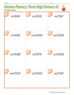 Division Fluency: Three-Digit Divisors #2