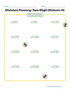 Division Fluency: Two-Digit Divisors #1