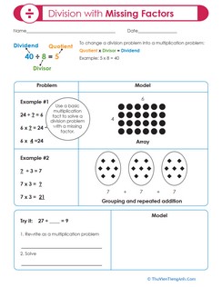 Division with Missing Factors