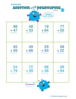 Double Digits! Practice Vertical Addition with Regrouping 10