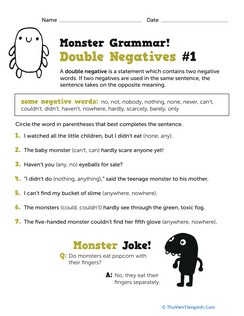 Monster Grammar! Double Negatives #1