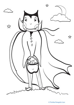 Dracula Costume Coloring Page