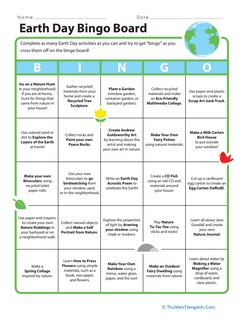 Earth Day Bingo Board