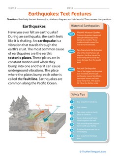 Earthquakes: Text Features