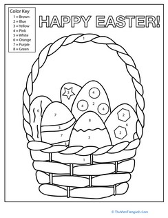 Easter Egg Basket Color by Number