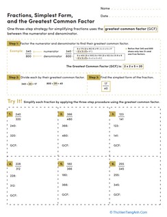 Equivalent Fractions and Greatest Common Factors