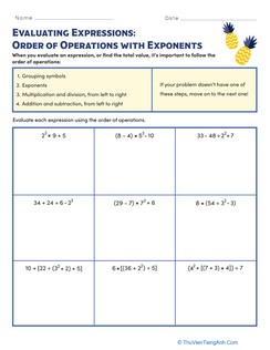 Evaluating Expressions: Order of Operations With Exponents