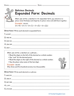 Expanded Form: Decimals