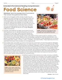 Extended Informational Reading Comprehension: Food Science