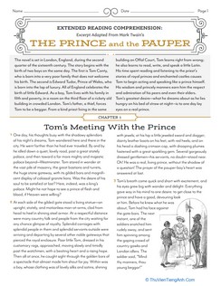 Extended Reading Comprehension: Excerpt Adapted From The Prince and the Pauper