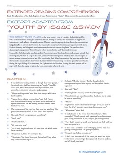 Extended Reading Comprehension: Excerpt Adapted From “Youth” by Isaac Asimov