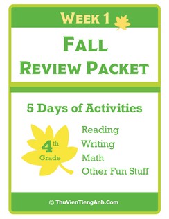 Fourth Grade Fall Review Packet – Week 1
