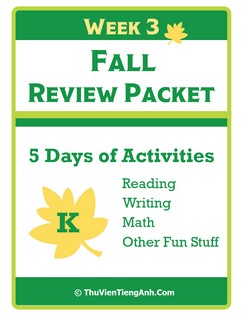 Kindergarten Fall Review Packet – Week 3