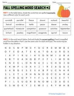 Fall Spelling Word Search #2