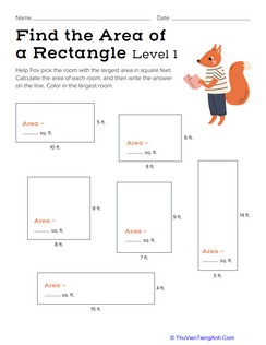 Find the Area of a Rectangle: Level 1