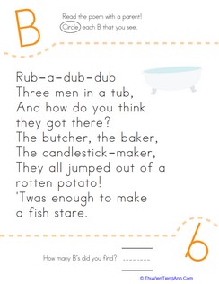 Find the Letter B: Rub-a-Dub-Dub