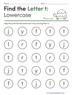 Find the Letter t: Lowercase