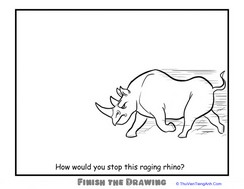 Finish the Drawing: How Would You Stop This Raging Rhino?
