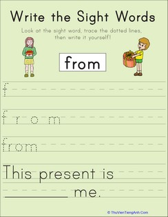 Write the Sight Words: “From”