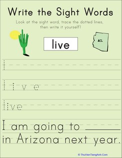 Write the Sight Words: “Live”