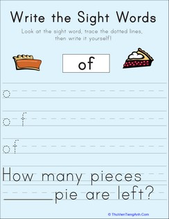 Write the Sight Words: “Of”