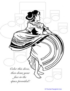 Folklorico Dress Coloring Page