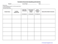 Formative Assessment: Speaking and Listening