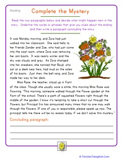 Fourth Grade Reading Practice: Complete the Mystery