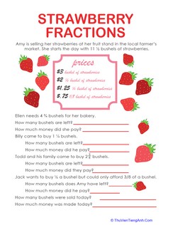 Fraction Word Problems: Strawberry Stand