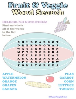 Fruit and Vegetable Word Search