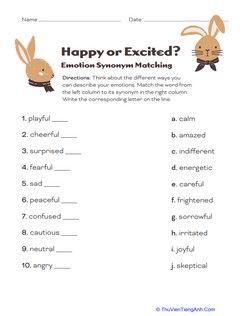 Happy or Excited? Emotion Synonym Matching