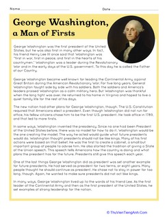 George Washington, a Man of Firsts