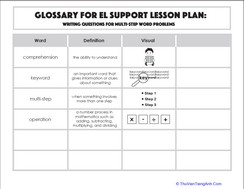 Glossary: Writing Questions for Multi-Step Word Problems