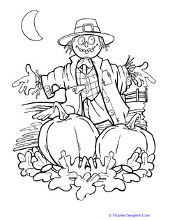 Autumn Scarecrow Coloring Page