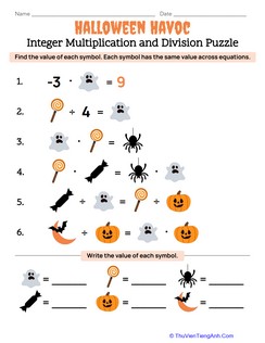 Halloween Havoc: Integer Multiplication and Division Puzzle