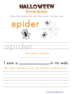 Halloween Vocab Words: Spider