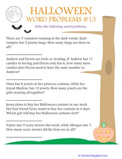 Halloween Word Problems #13
